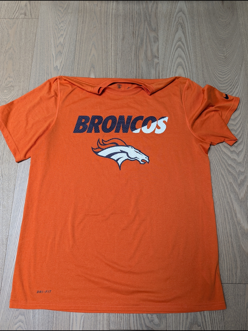 Nike Denver Broncos Dri Fit Shirt Large Orange NFL Football Training Tee